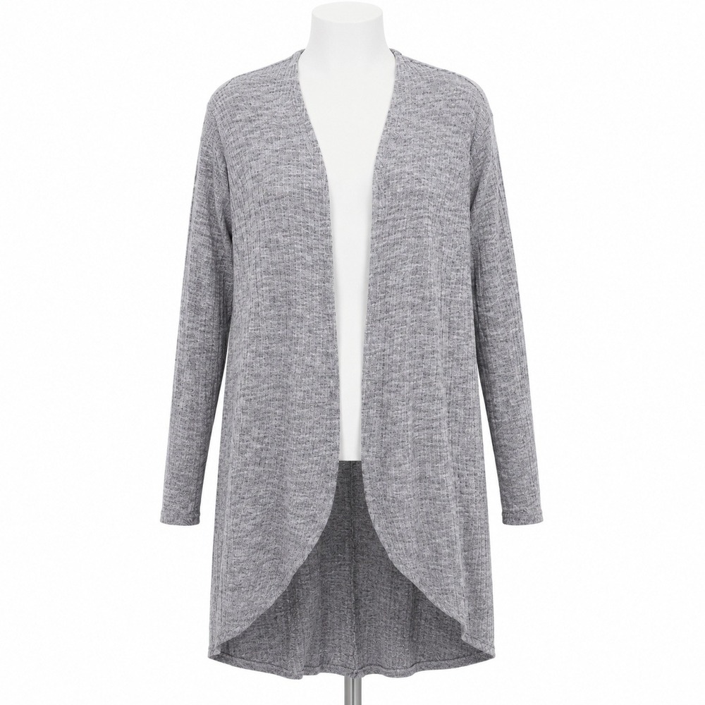 Sunday in Brooklyn Cardigan Womens Small Gray Striped Open Front Ribbed Duster